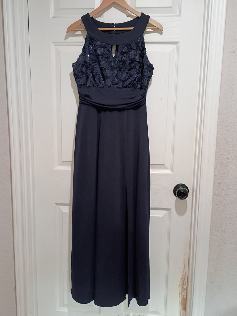 Enfocus Studio Navy Maxi Dress with Rosette Bodice Detail Size 8